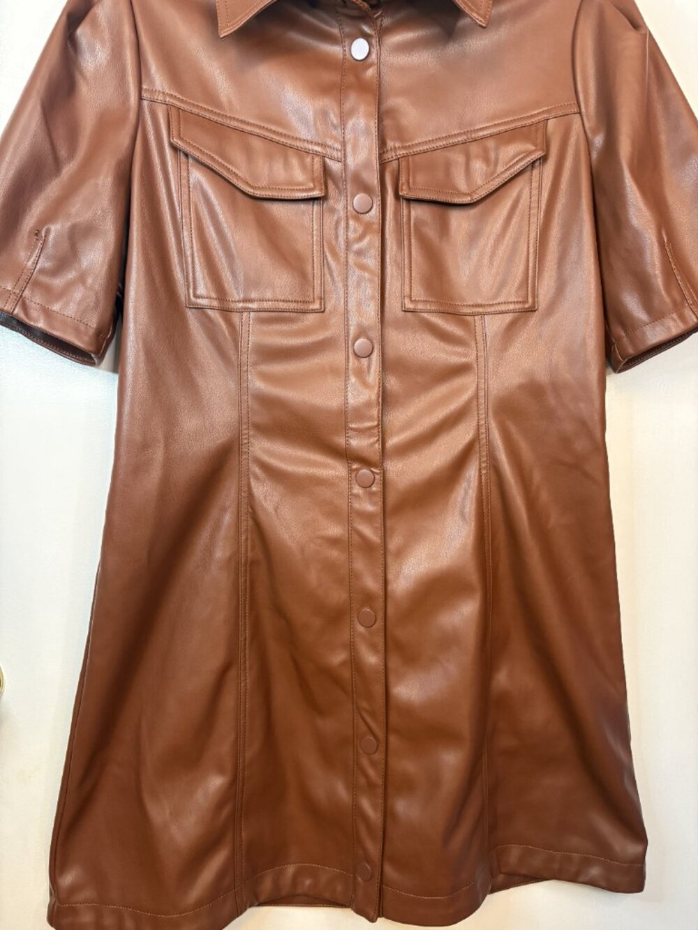 Noisy May Pushy PU Brown dress - Picture 4 of 10